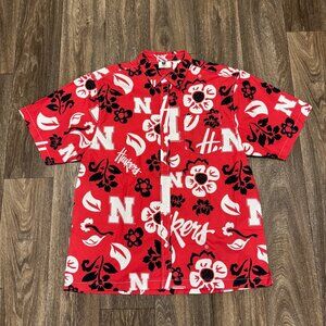 Wes And Willy Nebraska Cornhuskers Hawaiian Shirt Men's XL Red Floral AOP NCAA